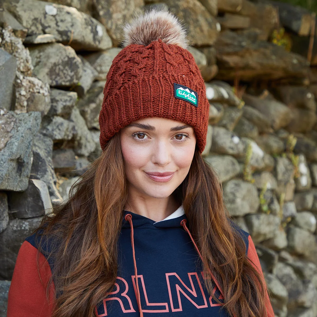 Nordic Fleck Bobble Hat Russet - Image 4