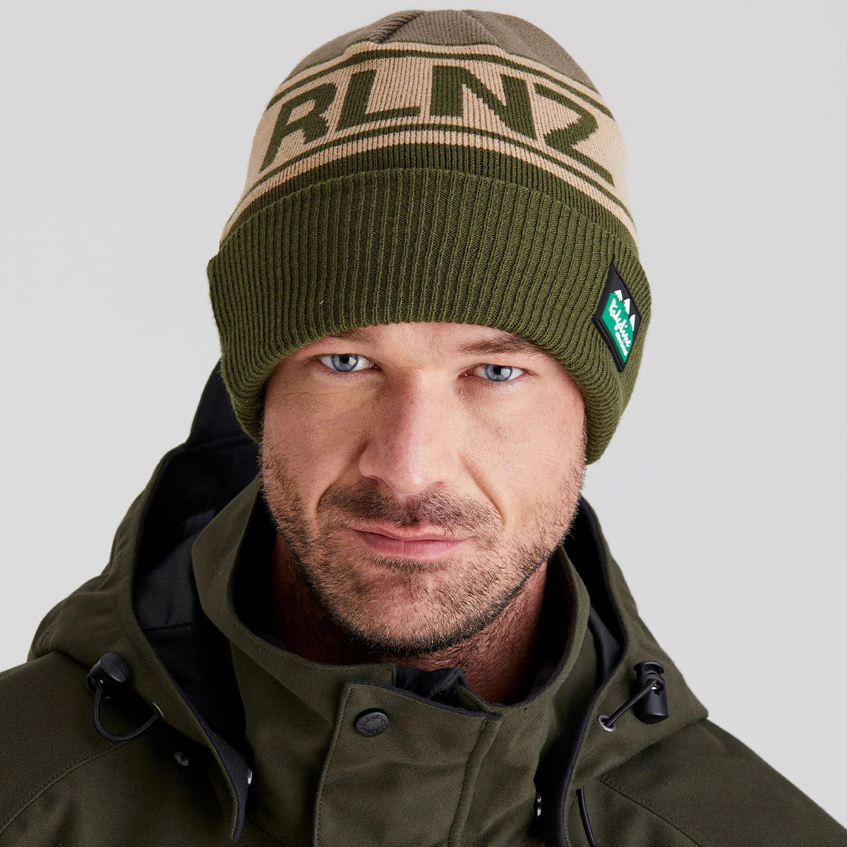 RLNZ Knitted Beanie Olive Multi - Image 3