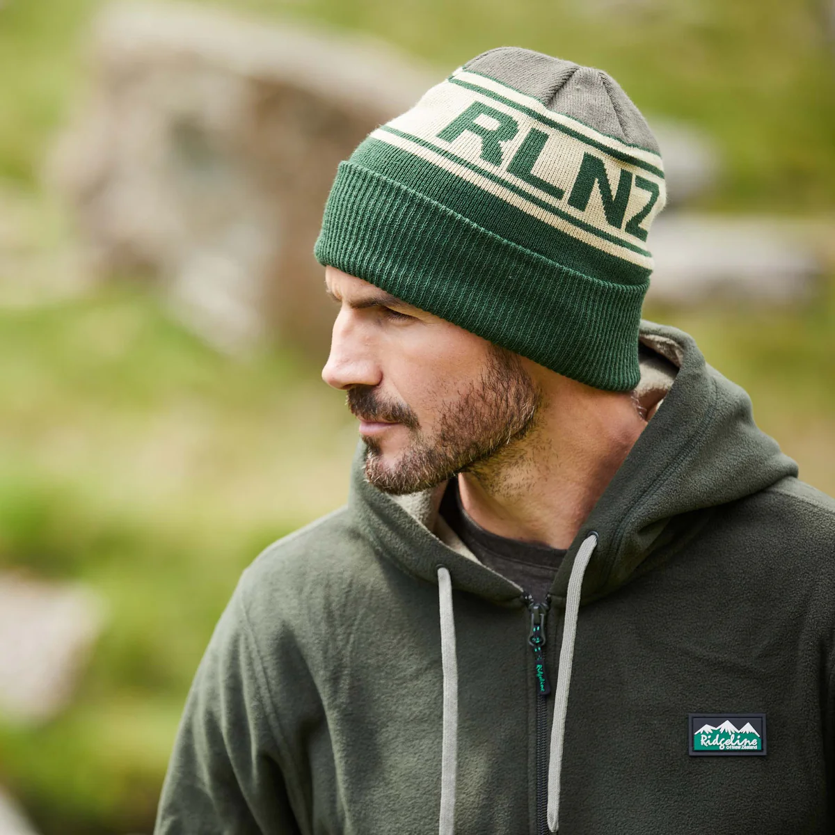 RLNZ Knitted Beanie Olive Multi - Image 4