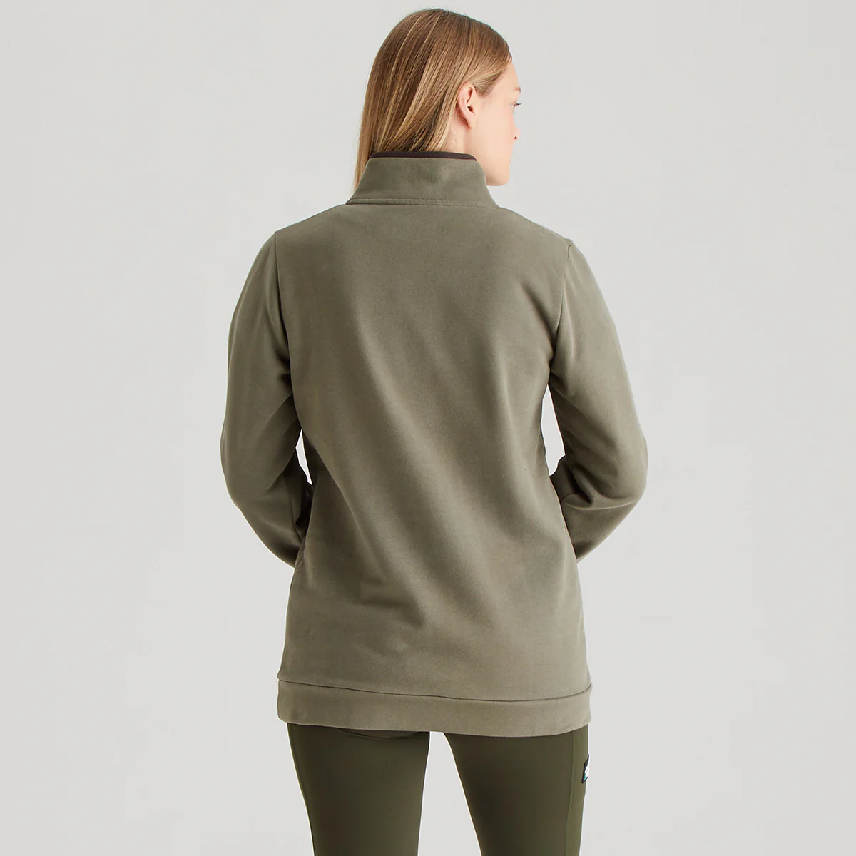 Women's Brancaster 1/4 Zip Top Smokey Olive - Image 3